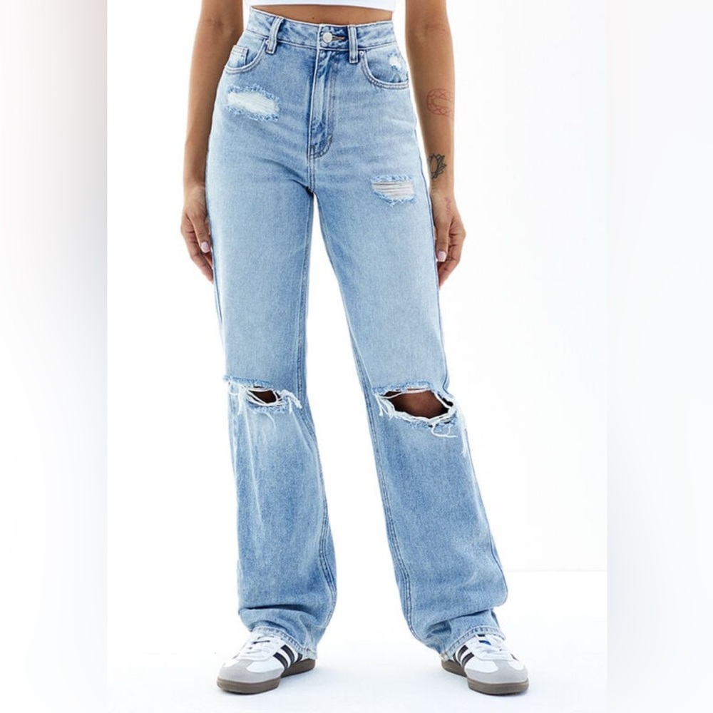 pacsun light indigo ripped 90s boyfriend jeans